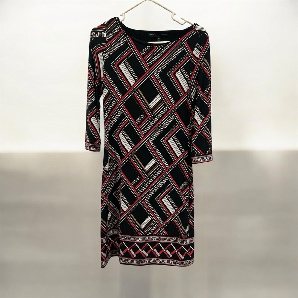 White House Black Market Black and Red Geometric Dress